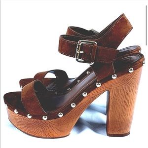 Suede Platform/clog Heels with ankle strap
